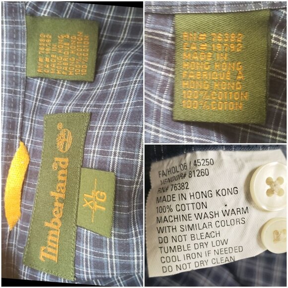 Timberland Men’s XL Plaid Button-Up Shirt Navy White Blue Dress Casual NWOT - Picture 8 of 8